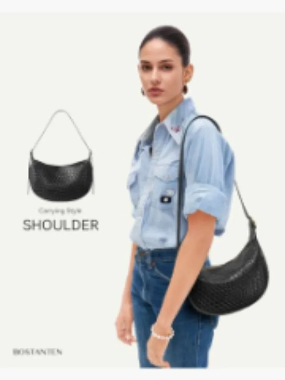 Faux Leather Crescent Crossbody Hobo Bag Shoulder Purse with Adjustable Strap